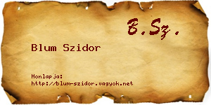 Blum Szidor névjegykártya